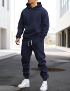 Clive | Herren Kapuzen-Loungewear-Set mit Jogginghose, bequemer Zweiteiler | Nomadnts | Dunkelblau