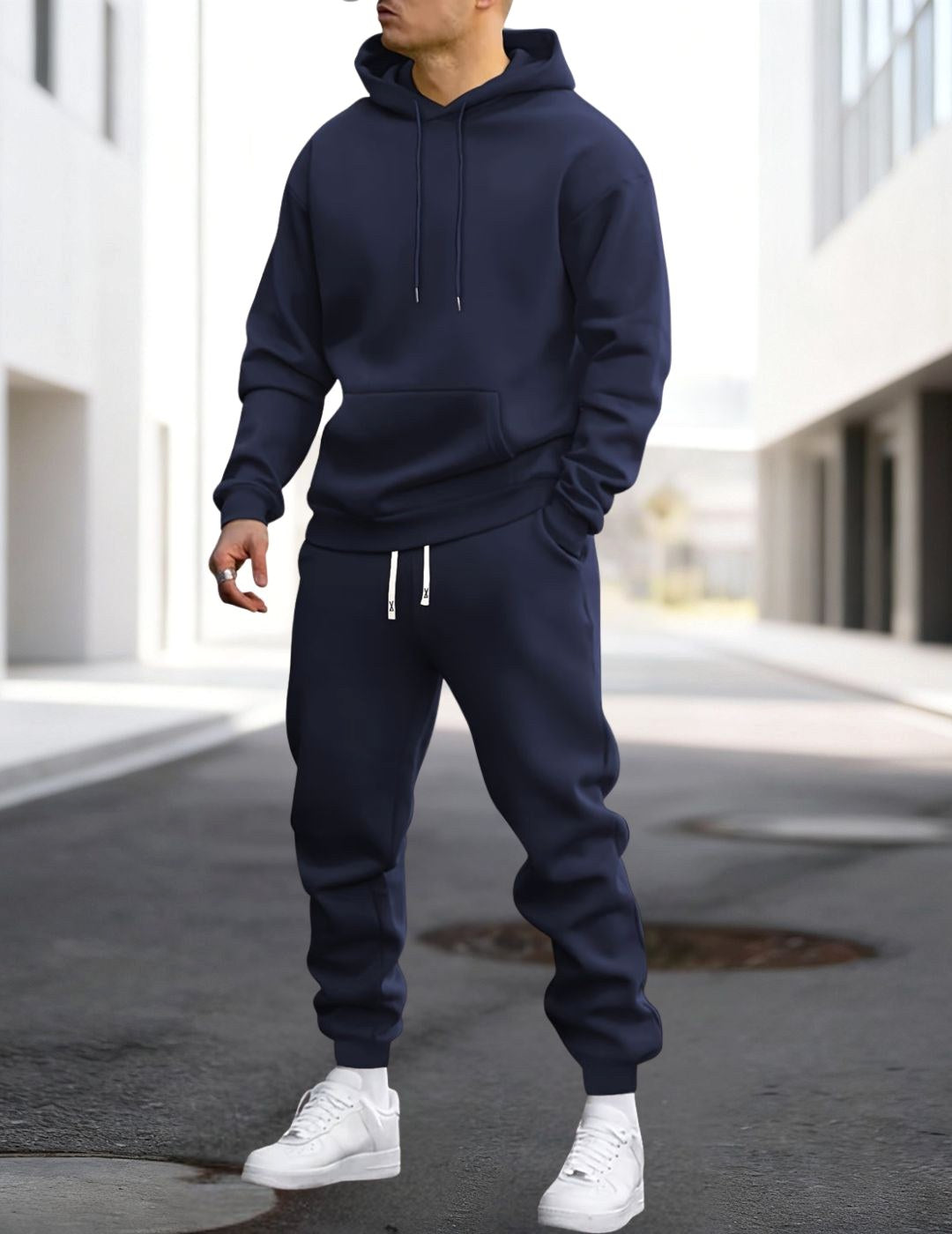 Clive | Herren Kapuzen-Loungewear-Set mit Jogginghose, bequemer Zweiteiler | Nomadnts | Dunkelblau