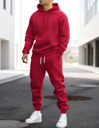Clive | Herren Kapuzen-Loungewear-Set mit Jogginghose, bequemer Zweiteiler | Nomadnts | Rot