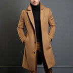 Cole | Herren schmal geschnittener langer Übermantel, tailliert geschnittener Herbstmantel | Nomadnts | Beige