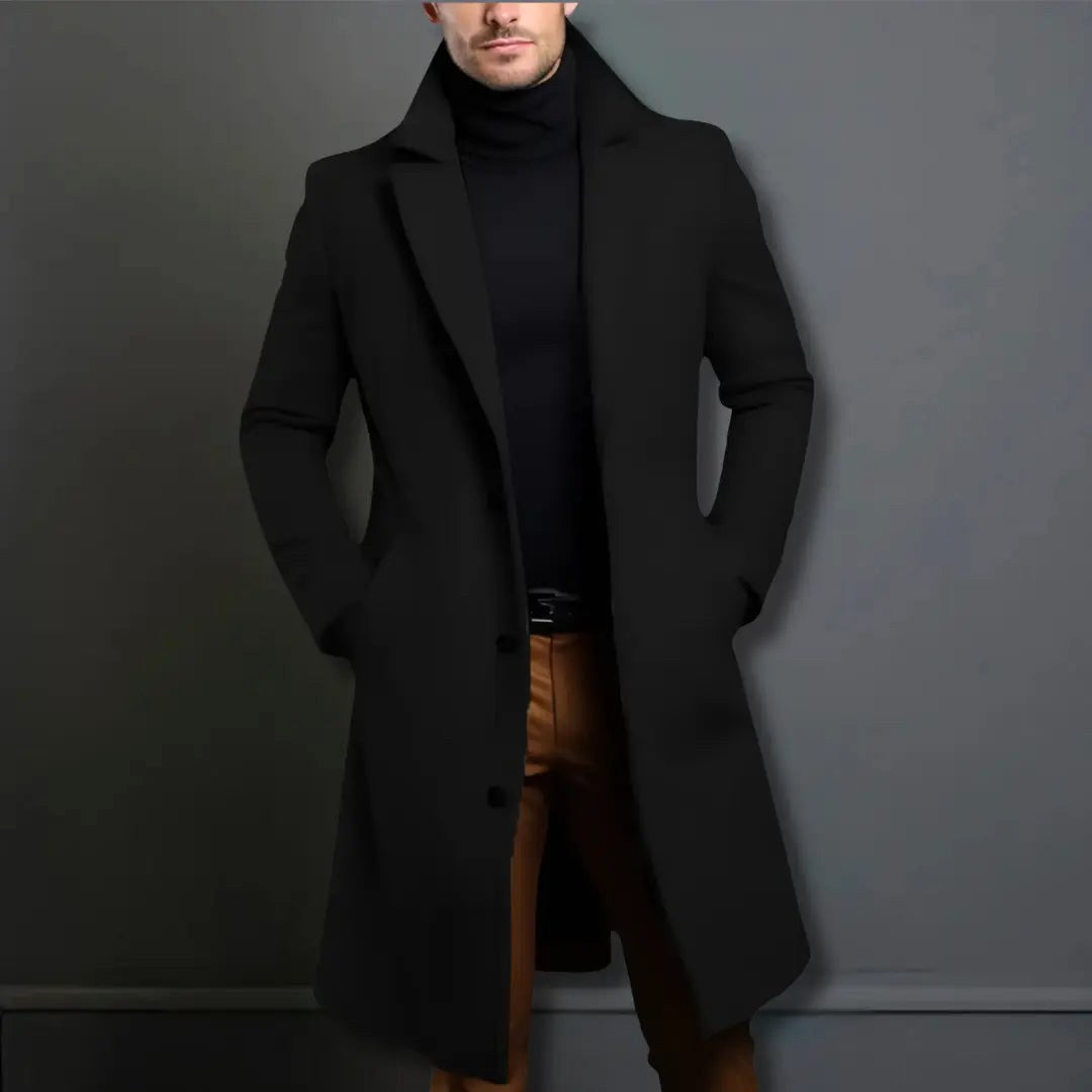 Cole | Herren schmal geschnittener langer Übermantel, tailliert geschnittener Herbstmantel | Nomadnts | Nomadnts