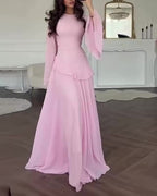 Colette | Damen gestuftes Maxikleid mit Trompetenärmeln, formelles Kleid für Hochzeitsgäste | Nomadnts | Burgundy