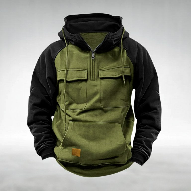 Colin | Dicker Herren-Kapuzenpullover aus Baumwollmix, warmer Utility-Hoodie | Nomadnts | Grün