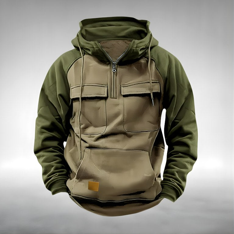 Colin | Dicker Herren-Kapuzenpullover aus Baumwollmix, warmer Utility-Hoodie | Nomadnts | Schwarz