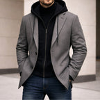 Connor | Herren-Mantel mit Double-Layer-Optik und tailliertem Schnitt, Mantel aus strukturiertem Wollmix | Nomadnts | Grau