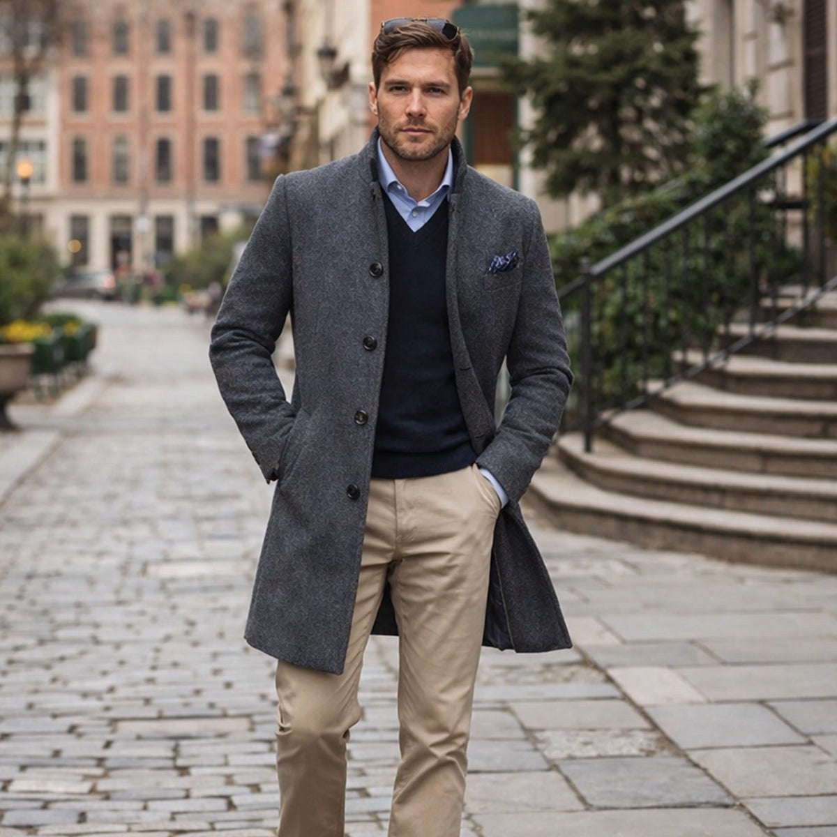 Cooper | Einreihiger Trenchcoat für Herren aus Wollmix, taillierter Herbstmantel | Nomadnts