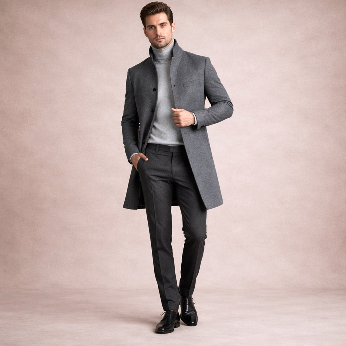 Cooper | Einreihiger Trenchcoat für Herren aus Wollmix, taillierter Herbstmantel | Nomadnts