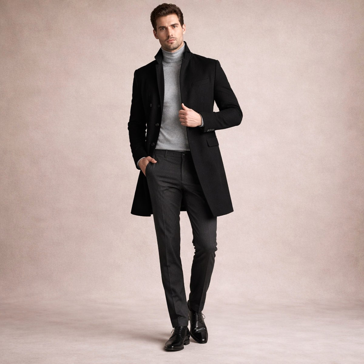 Cooper | Einreihiger Trenchcoat für Herren aus Wollmix, taillierter Herbstmantel | Nomadnts
