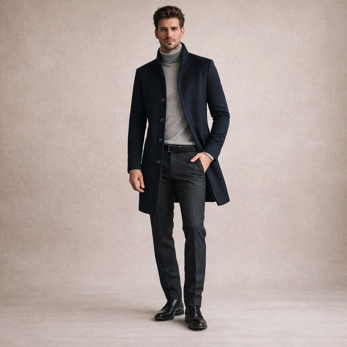 Cooper | Einreihiger Trenchcoat für Herren aus Wollmix, taillierter Herbstmantel | Nomadnts
