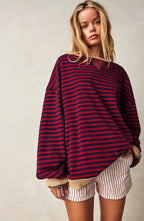 Darcy | Damen gestreifter Oversized-Pullover, locker geschnittenes Strickoberteil | Nomadnts | Nomadnts