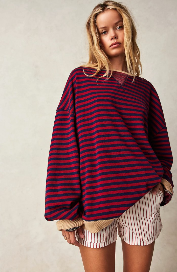Darcy | Damen gestreifter Oversized-Pullover, locker geschnittenes Strickoberteil | Nomadnts | Nomadnts