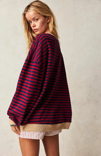 Darcy | Damen gestreifter Oversized-Pullover, locker geschnittenes Strickoberteil | Nomadnts | Nomadnts
