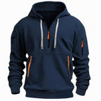 David | Herren leichter Hoodie mit verstellbarer Kapuze und Halb-Reißverschluss, locker geschnittener Kapuzenpullover | Nomadnts | Nomadnts