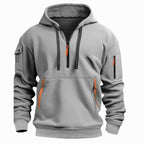 David | Herren leichter Hoodie mit verstellbarer Kapuze und Halb-Reißverschluss, locker geschnittener Kapuzenpullover | Nomadnts | Nomadnts
