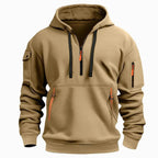 David | Herren leichter Hoodie mit verstellbarer Kapuze und Halb-Reißverschluss, locker geschnittener Kapuzenpullover | Nomadnts | Nomadnts