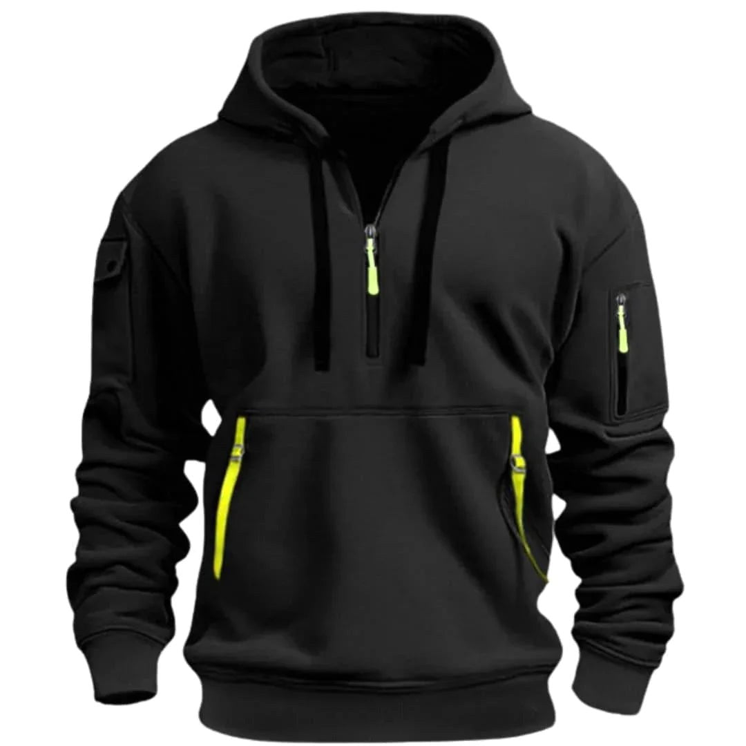 David | Herren leichter Hoodie mit verstellbarer Kapuze und Halb-Reißverschluss, locker geschnittener Kapuzenpullover | Nomadnts | Nomadnts