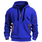 David | Herren leichter Hoodie mit verstellbarer Kapuze und Halb-Reißverschluss, locker geschnittener Kapuzenpullover | Nomadnts | Nomadnts