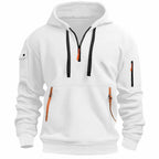 David | Herren leichter Hoodie mit verstellbarer Kapuze und Halb-Reißverschluss, locker geschnittener Kapuzenpullover | Nomadnts | Nomadnts