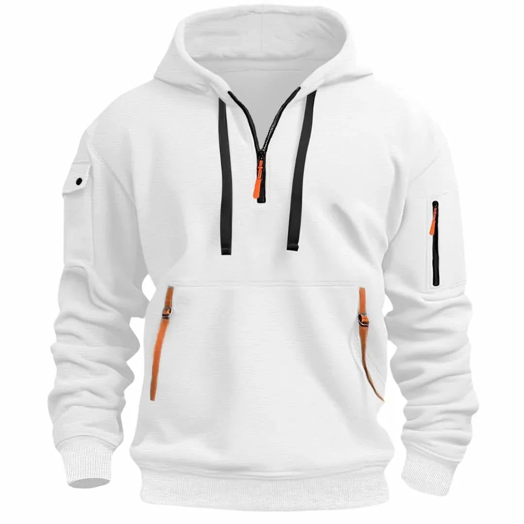 David | Herren leichter Hoodie mit verstellbarer Kapuze und Halb-Reißverschluss, locker geschnittener Kapuzenpullover | Nomadnts | Nomadnts