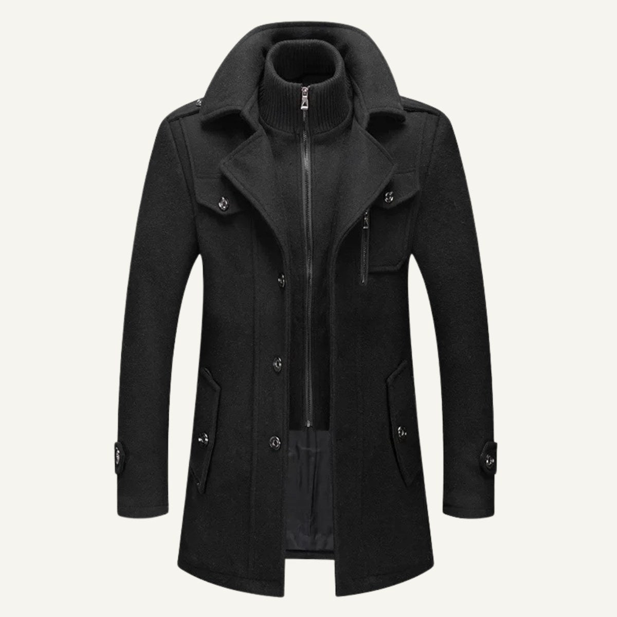Dean | Wintermantel für Herren aus Wollmix, strukturierter Mantel im Trenchcoat-Stil | Nomadnts