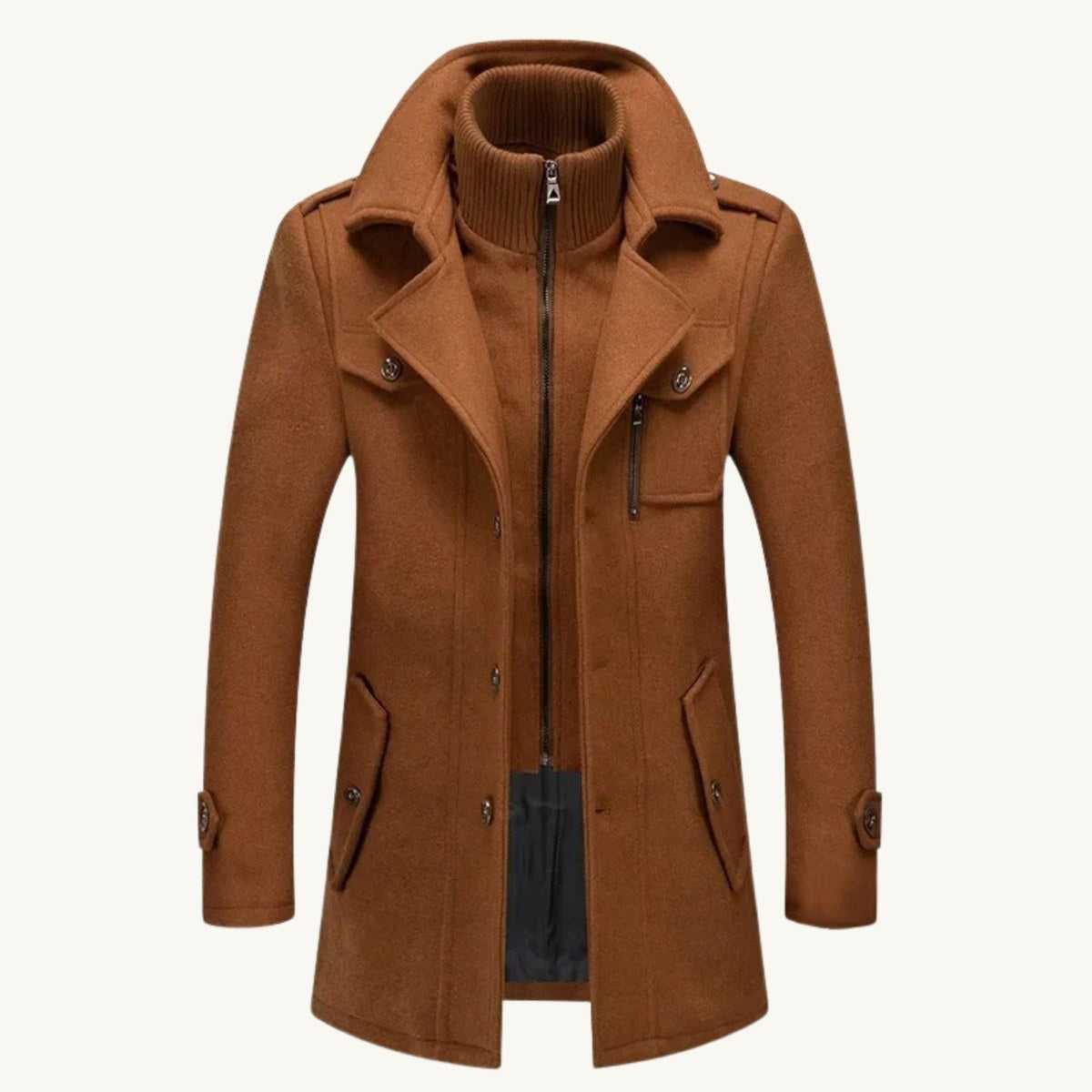 Dean | Wintermantel für Herren aus Wollmix, strukturierter Mantel im Trenchcoat-Stil | Nomadnts