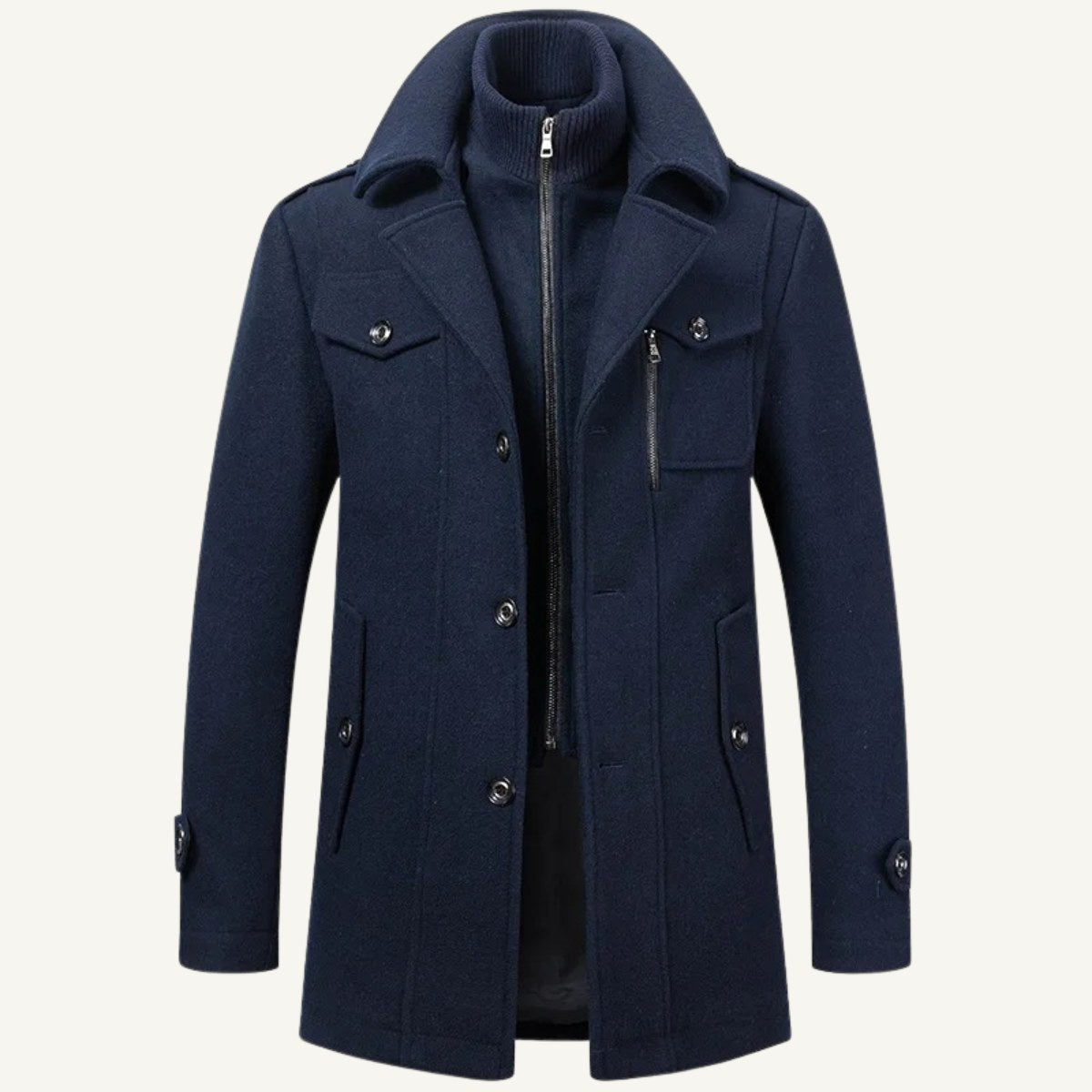 Dean | Wintermantel für Herren aus Wollmix, strukturierter Mantel im Trenchcoat-Stil | Nomadnts