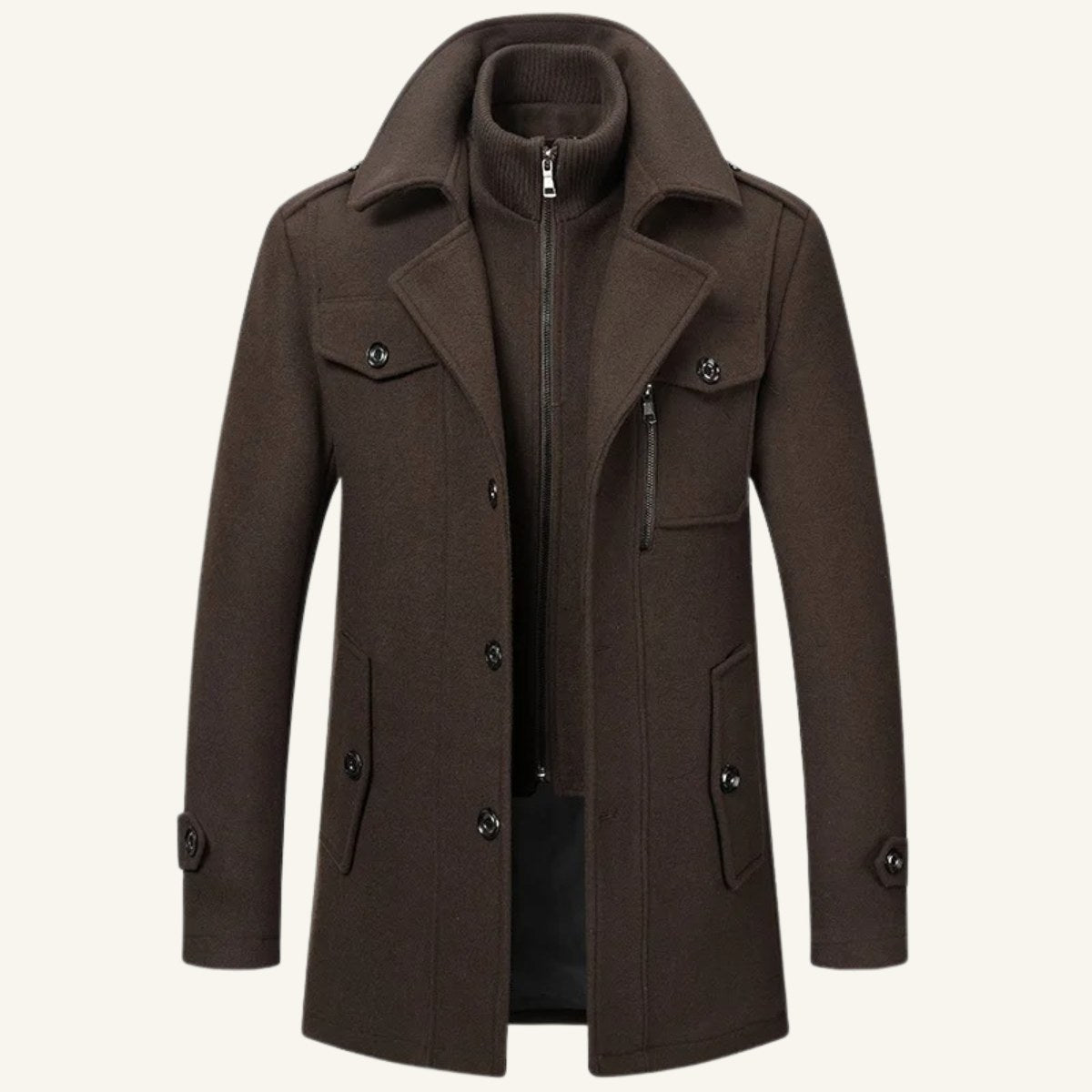 Dean | Wintermantel für Herren aus Wollmix, strukturierter Mantel im Trenchcoat-Stil | Nomadnts
