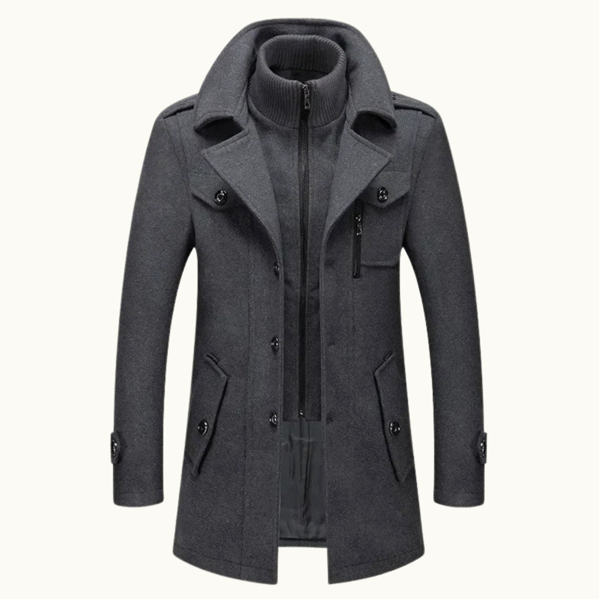 Dean | Wintermantel für Herren aus Wollmix, strukturierter Mantel im Trenchcoat-Stil | Nomadnts
