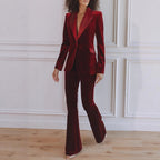 Delphine | Damen Blazer mit einem Knopf und Schlaghose, Zweiteiler mit Kontrast-Revers | Nomadnts | Black