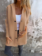 Denise | Damen Kapuzenjacke aus Baumwollmix, locker geschnittene Übergangsjacke | Nomadnts | Dark Orange
