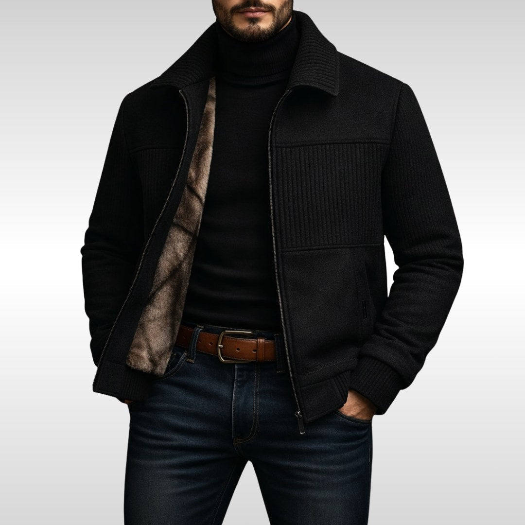 Derek | Herren-Fleecejacke, leichte Alltagsjacke | Nomadnts | Schwarz