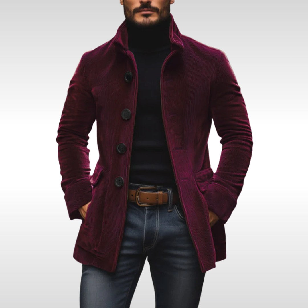 Detlef | Herren-Corduroy-Jacke mit strukturiertem Schnitt, Klassische Herbst-Jacke | Nomad NTS | Wine Red