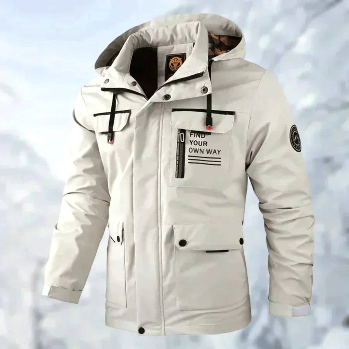 Dirk | Herrens Wasserdichte Outdoorjacke, Winddichte Herbstjacke | Nomad NTS | Wit