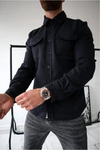 Dominic | Herren langärmelige Hemdjacke mit Knopfleiste, locker geschnittenes Overshirt | Nomadnts | Nomadnts