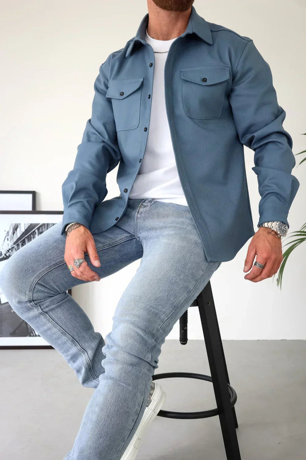 Dominic | Herren langärmelige Hemdjacke mit Knopfleiste, locker geschnittenes Overshirt | Nomadnts | Nomadnts