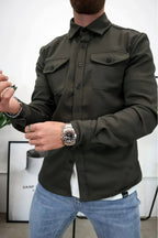 Dominic | Herren langärmelige Hemdjacke mit Knopfleiste, locker geschnittenes Overshirt | Nomadnts | Blue