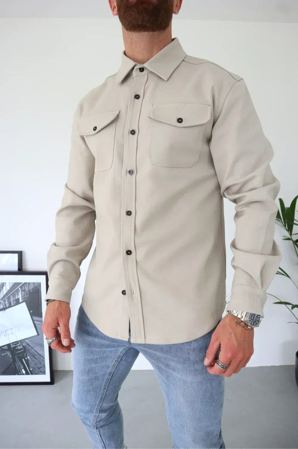 Dominic | Herren langärmelige Hemdjacke mit Knopfleiste, locker geschnittenes Overshirt | Nomadnts | Nomadnts