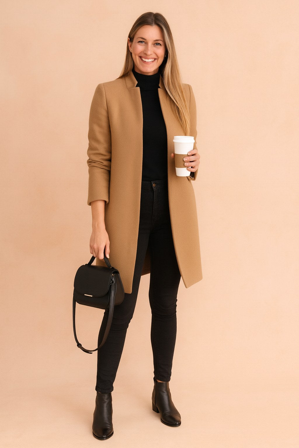 Dominique | Damen minimalistischer eng geschnittener Mantel, leichter Alltagsmantel | Nomadnts | Nomadnts