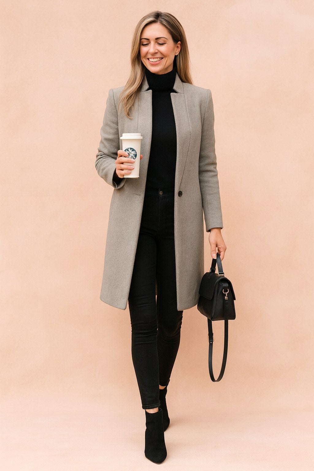 Dominique | Damen minimalistischer eng geschnittener Mantel, leichter Alltagsmantel | Nomadnts | Nomadnts