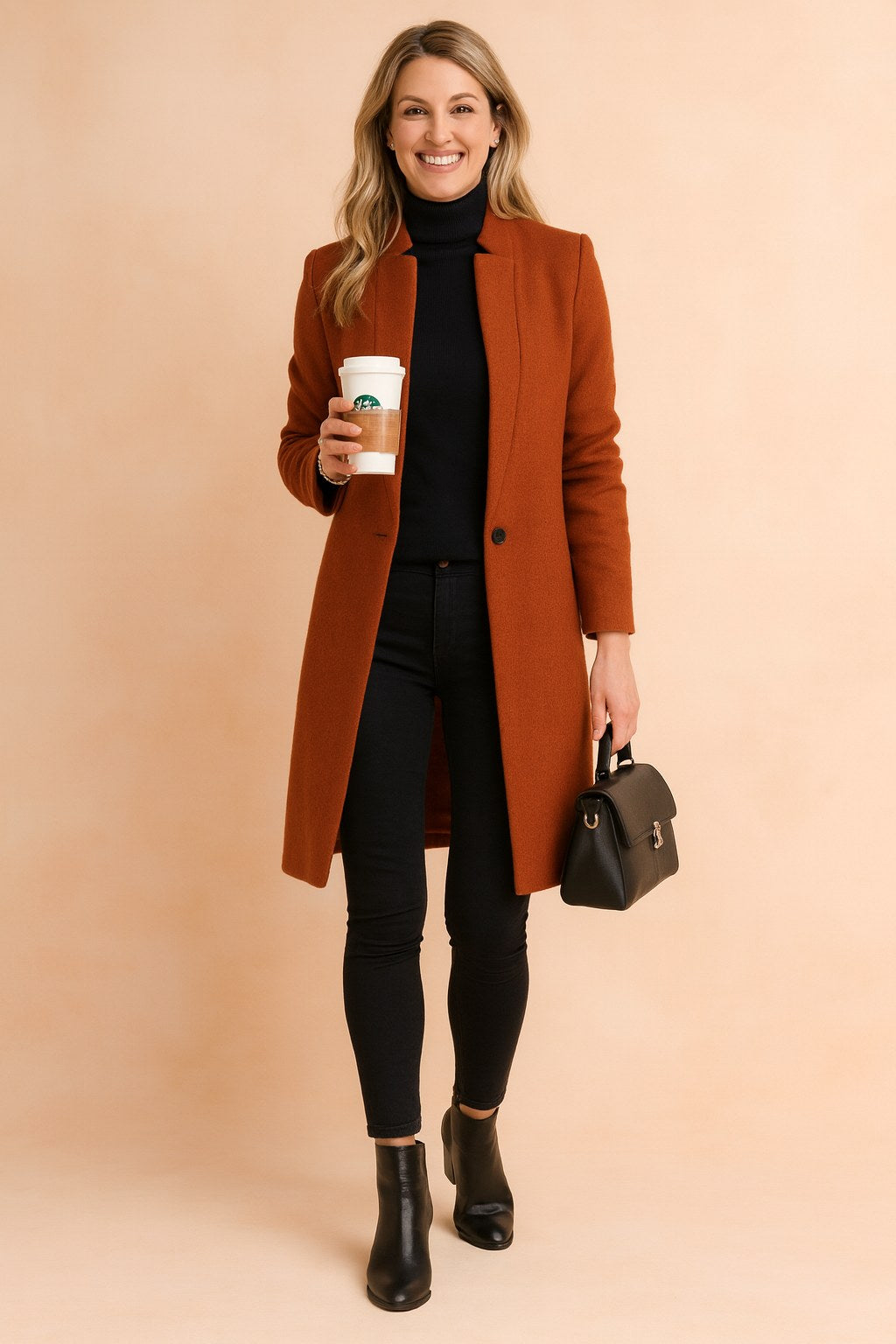 Dominique | Damen minimalistischer eng geschnittener Mantel, leichter Alltagsmantel | Nomadnts | Nomadnts