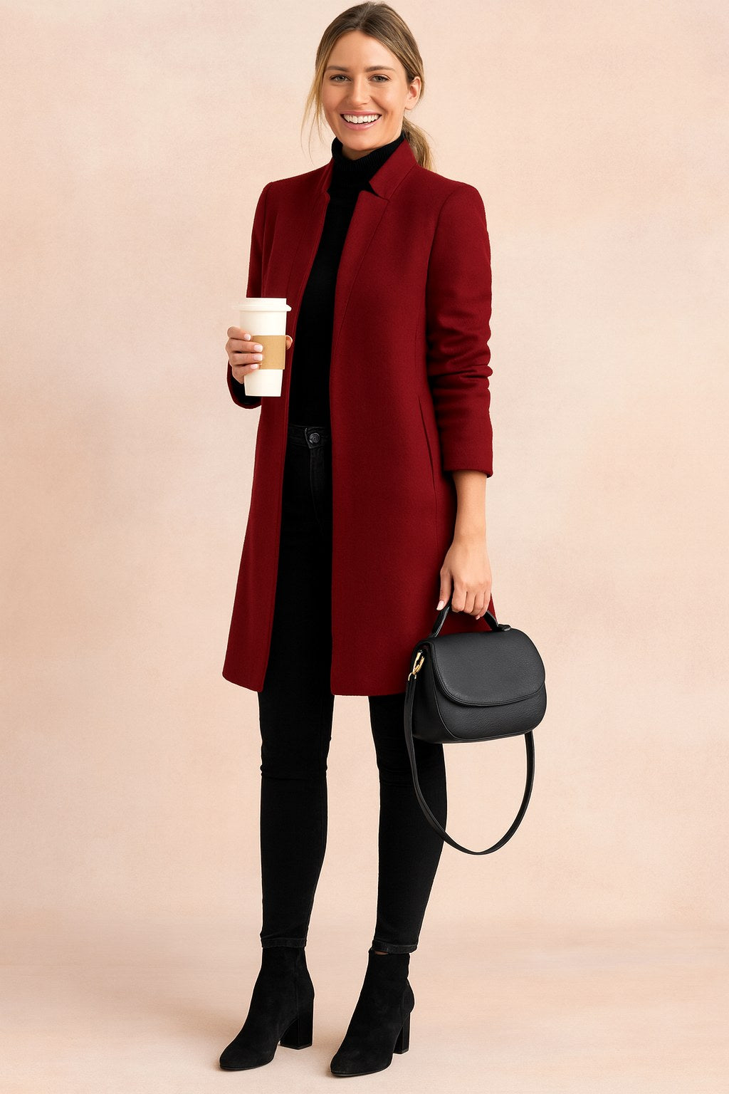 Dominique | Damen minimalistischer eng geschnittener Mantel, leichter Alltagsmantel | Nomadnts | Nomadnts