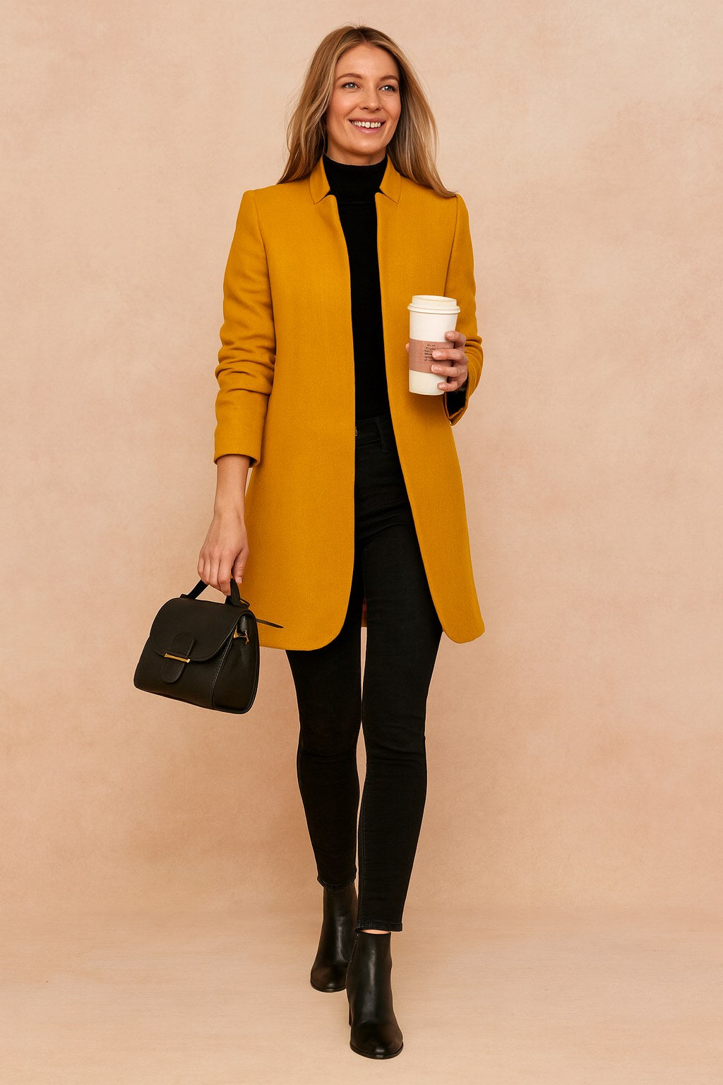 Dominique | Damen minimalistischer eng geschnittener Mantel, leichter Alltagsmantel | Nomadnts | Nomadnts