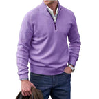 Eberhard | Herren Italienischer Pullover mit Reißverschluss, Eleganter Strickpullover | Nomad NTS | Purple