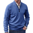 Eberhard | Herren Italienischer Pullover mit Reißverschluss, Eleganter Strickpullover | Nomad NTS | Blue