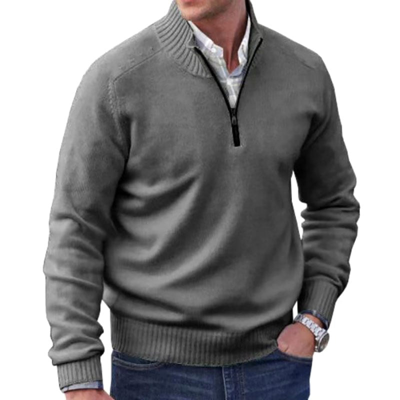 Eberhard | Herren Italienischer Pullover mit Reißverschluss, Eleganter Strickpullover | Nomad NTS | Black