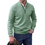 Eberhard | Herren Italienischer Pullover mit Reißverschluss, Eleganter Strickpullover | Nomad NTS | Light green
