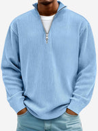 Eckhard | Herren Sweatshirt mit Halbreißverschluss und Ripp-Struktur, Übergroßes Sweatshirt | Nomad NTS | Blau