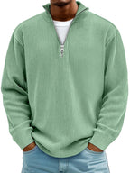 Eckhard | Herren Sweatshirt mit Halbreißverschluss und Ripp-Struktur, Übergroßes Sweatshirt | Nomad NTS | Khaki
