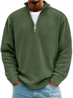 Eckhard | Herren Sweatshirt mit Halbreißverschluss und Ripp-Struktur, Übergroßes Sweatshirt | Nomad NTS | Lila