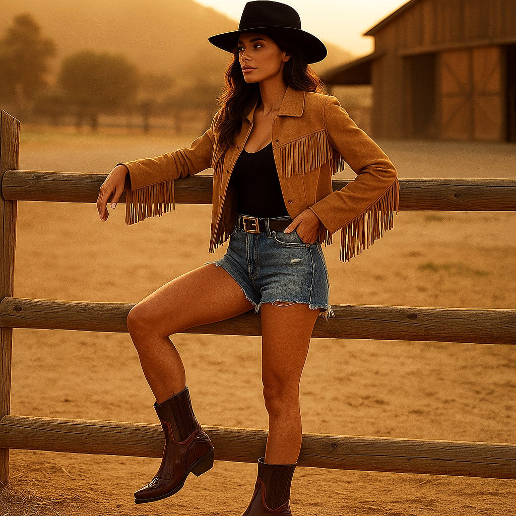 Edith | Damen Leder-Cowboystiefel, Stiefeletten im Western-Stil | Nomadnts | Nomadnts